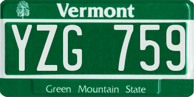 VT license plate YZG759