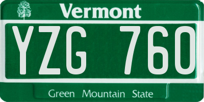 VT license plate YZG760