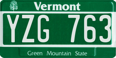 VT license plate YZG763