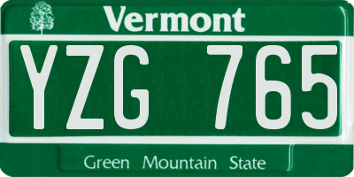 VT license plate YZG765