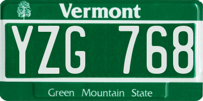 VT license plate YZG768