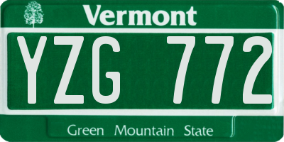 VT license plate YZG772