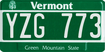 VT license plate YZG773