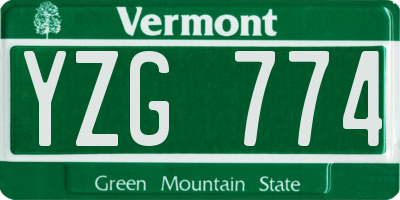 VT license plate YZG774