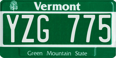 VT license plate YZG775