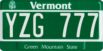 VT license plate YZG777