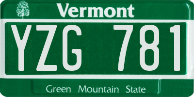 VT license plate YZG781