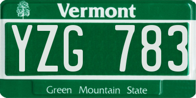 VT license plate YZG783