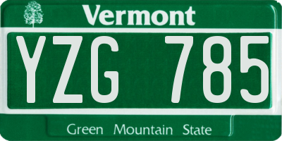 VT license plate YZG785