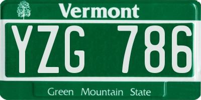 VT license plate YZG786