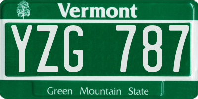 VT license plate YZG787