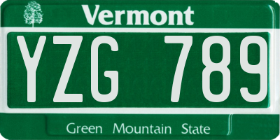 VT license plate YZG789