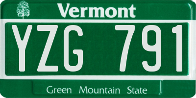 VT license plate YZG791