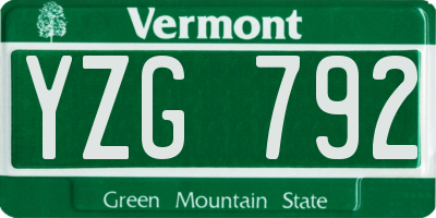 VT license plate YZG792