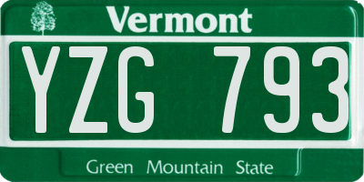 VT license plate YZG793