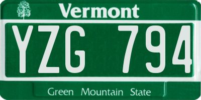 VT license plate YZG794