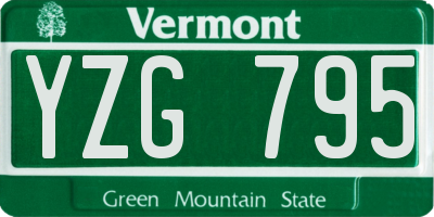 VT license plate YZG795