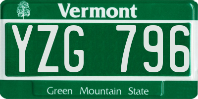 VT license plate YZG796