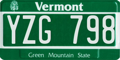 VT license plate YZG798