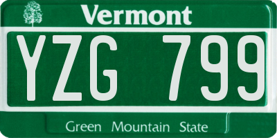 VT license plate YZG799