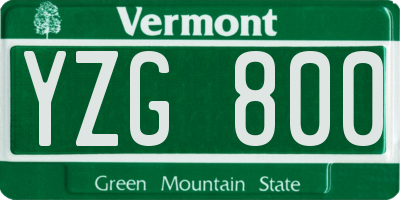 VT license plate YZG800