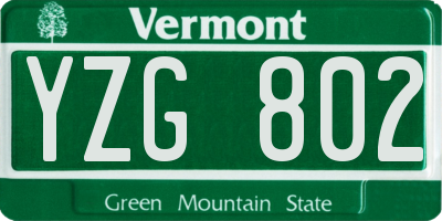 VT license plate YZG802