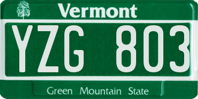 VT license plate YZG803