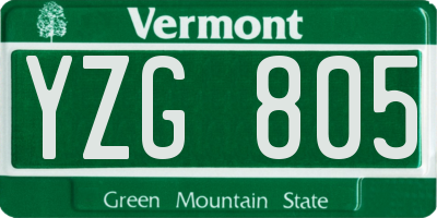 VT license plate YZG805