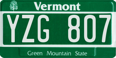 VT license plate YZG807