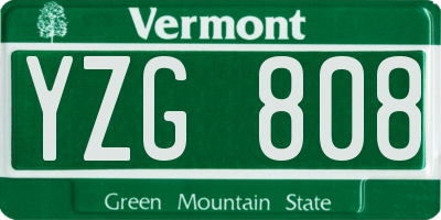 VT license plate YZG808