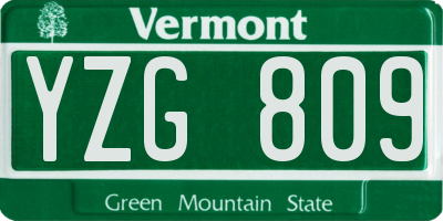 VT license plate YZG809