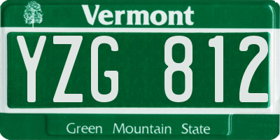 VT license plate YZG812