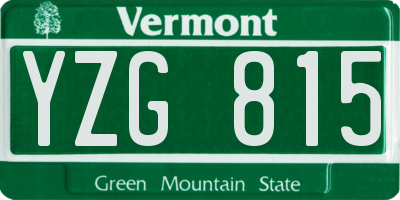 VT license plate YZG815