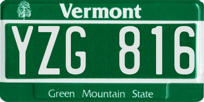 VT license plate YZG816