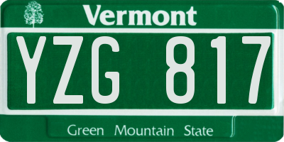 VT license plate YZG817