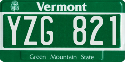 VT license plate YZG821