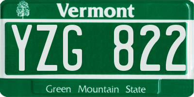 VT license plate YZG822