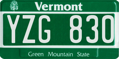 VT license plate YZG830