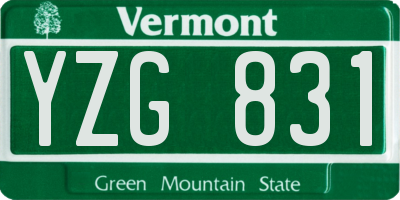 VT license plate YZG831