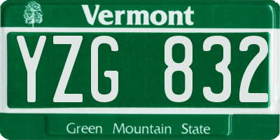 VT license plate YZG832