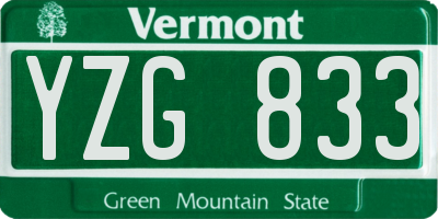 VT license plate YZG833