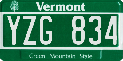 VT license plate YZG834