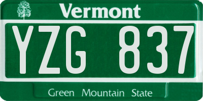 VT license plate YZG837