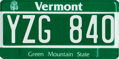 VT license plate YZG840
