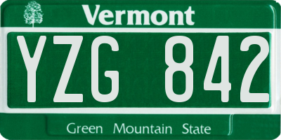 VT license plate YZG842