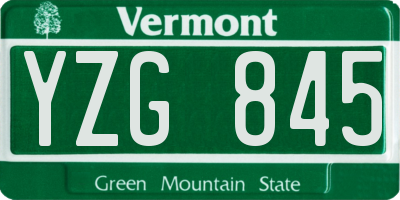 VT license plate YZG845