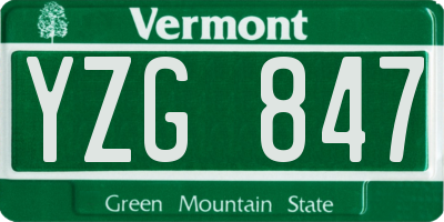 VT license plate YZG847