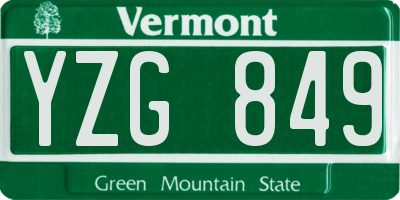 VT license plate YZG849