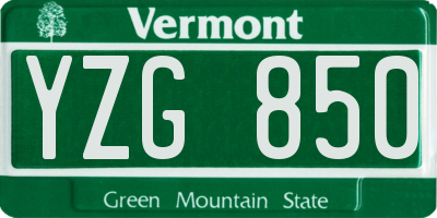 VT license plate YZG850