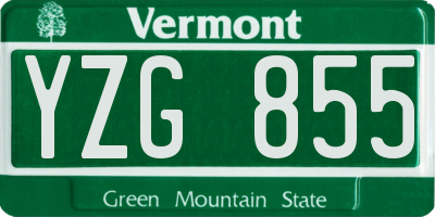 VT license plate YZG855